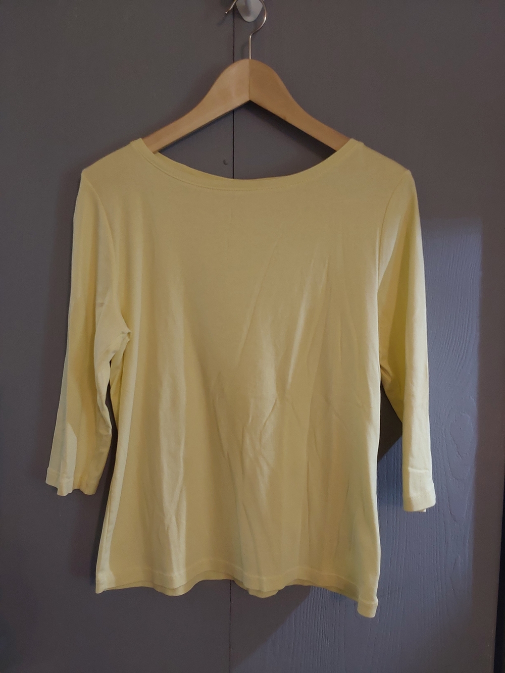 Talbots Light Yellow Scoop Neck 3/4-Sleeve Top